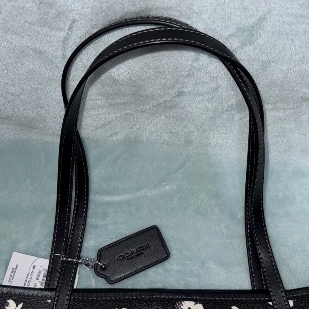 Coach Black and White Floral Tote Bag - Picture 9 of 15